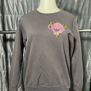 Gray Sweater with Pink Graphic